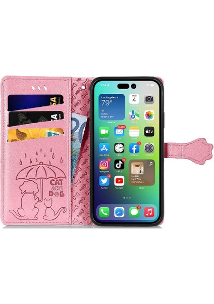 Iphone 14 Için Kılıf Pro Darbeye Kapak Kapak Kısa Kayış Karikatür Hayvanlar (Yurt Dışından)