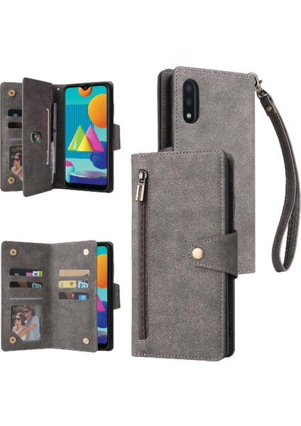 El ile Samsung Galaxy A02 Kart Tutucu Fermuar Cüzdan Kapak Için Kılıf (Yurt Dışından)