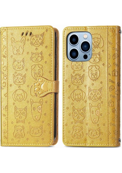 Iphone 13 Için Kılıf Pro Karikatür Hayvanlar Deri Kılıf Darbeye Çevir (Yurt Dışından)