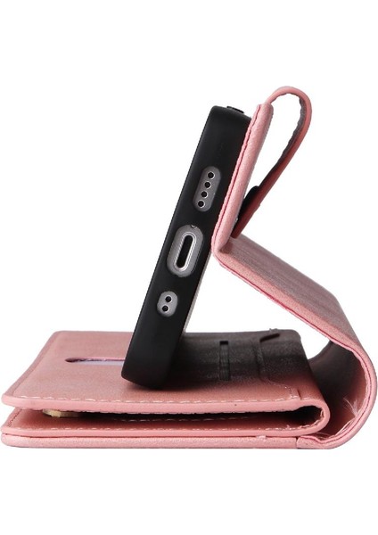 El Kayışı Kapak ile iphone 12 Mini Kart Tutucu Manyetik Deri Kılıf (Yurt Dışından)
