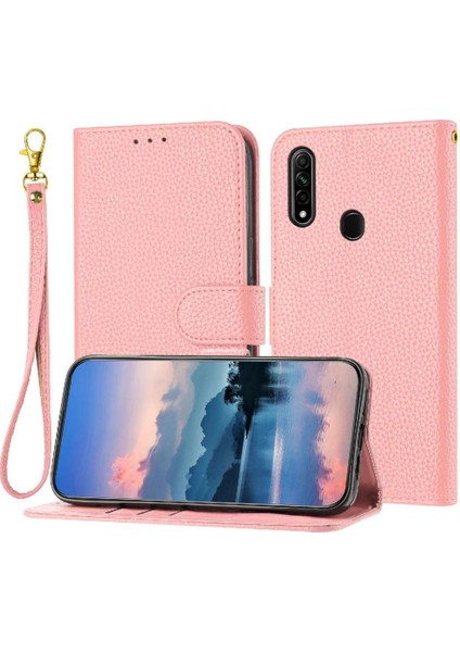 Telefon Kılıfı Için Oppo 2020 2020 Cüzdan Flip Folio Litch Desen Kart Yuvaları Pu (Yurt Dışından)