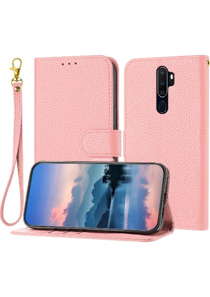 Telefon Kılıfı Için Oppo A5 2020/A9 2020 Litch Desen Flip Folio Kart Yuvaları Pu (Yurt Dışından)