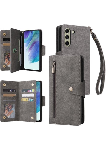 Samsung Galaxy S21 Artı Fermuar Cüzdan Kapak Için Kılıf ile El Kayışı Kartı (Yurt Dışından)