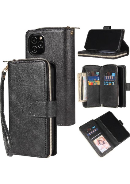 Iphone 12 Için Kılıf Pro Max Kart Tutucu Fermuar Cep Flip Kapak ile El (Yurt Dışından)