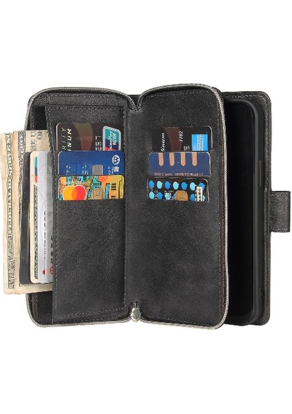 Iphone 12 Için Kılıf Pro Max Kart Tutucu Fermuar Cep Flip Kapak ile El (Yurt Dışından)