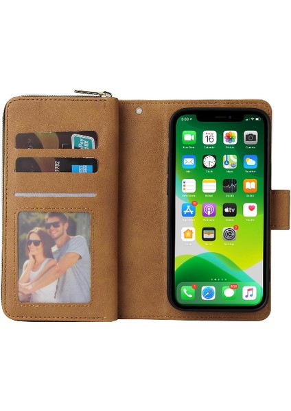 Iphone 13 Mini Flip Kapak Için Kılıf ile El Kayışı Cüzdan Kılıf 9 Kart (Yurt Dışından)