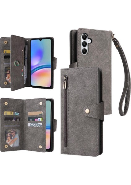 El Kayışı Kart Tutucu ile Samsung Galaxy A05S Manyetik Deri Kılıf (Yurt Dışından)
