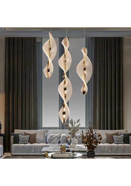 Gupse 4 Lü Yuvarlak 62 Watt Ledli Modern Tasarım Oturma Odası Salon Avize
