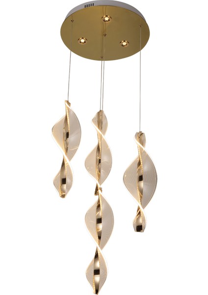 Gupse 4 Lü Yuvarlak 62 Watt Ledli Modern Tasarım Oturma Odası Salon Avize