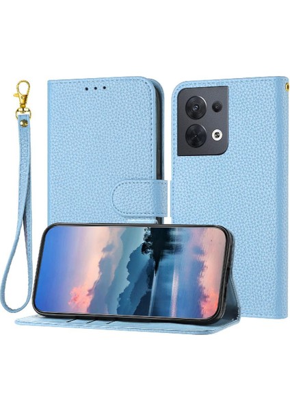 Oppo Phone 8 5g Flip Folio Cüzdan Litchi Desen Kart Yuvaları Için Telefon Kılıfı (Yurt Dışından)