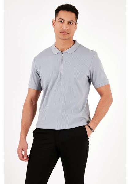 Pamuklu Regular Fit Fermuarlı Polo Yaka T Shirt Erkek Polo T Shirt 5902738