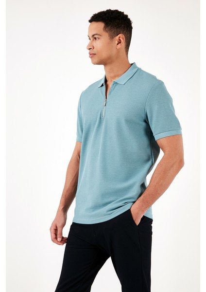 Pamuklu Regular Fit Fermuarlı Polo Yaka T Shirt Erkek Polo T Shirt 5902434 fırsatları
