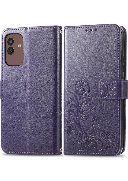 Samsung Galaxy M13 5g Için Kılıf Deri Kılıf Kapak Kapak Kısa Kayış Dört (Yurt Dışından)