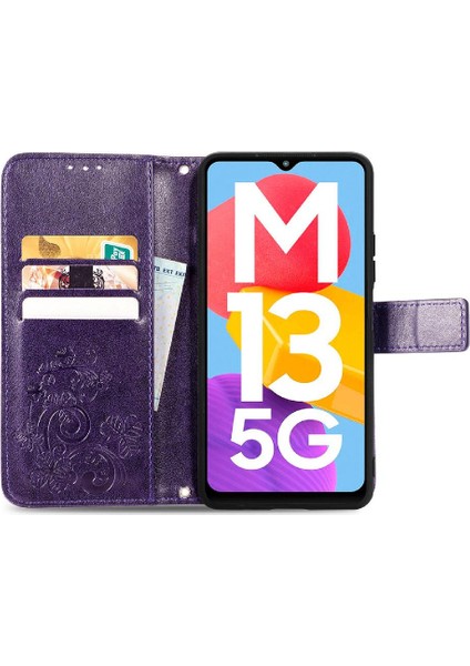 Samsung Galaxy M13 5g Için Kılıf Deri Kılıf Kapak Kapak Kısa Kayış Dört (Yurt Dışından) indirimleri