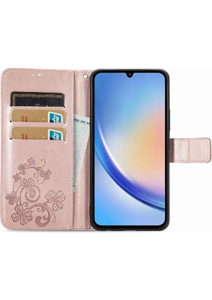 Samsung Galaxy A34 5g Zarif Iş Dört Yapraklı Yonca Flip Case (Yurt Dışından) modelleri