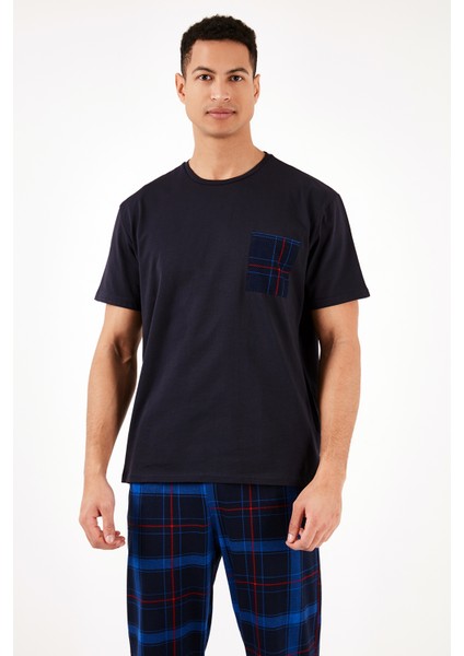 Ekoseli Pamuklu Regular Fit Kısa Kollu Pijama Takımı Erkek Pijama Takımı 6572002