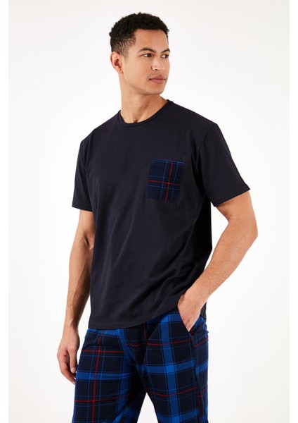 Ekoseli Pamuklu Regular Fit Kısa Kollu Pijama Takımı Erkek Pijama Takımı 6572002