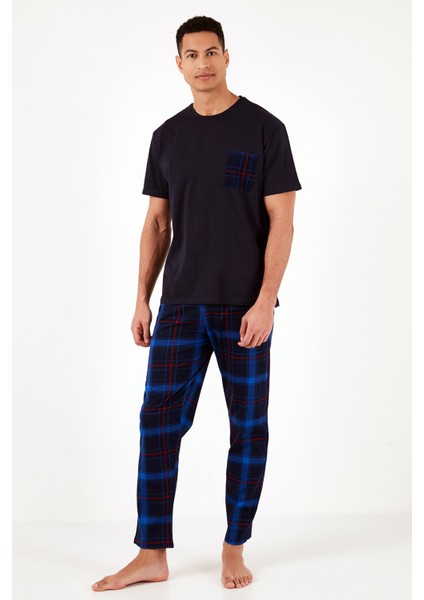 Ekoseli Pamuklu Regular Fit Kısa Kollu Pijama Takımı Erkek Pijama Takımı 6572002