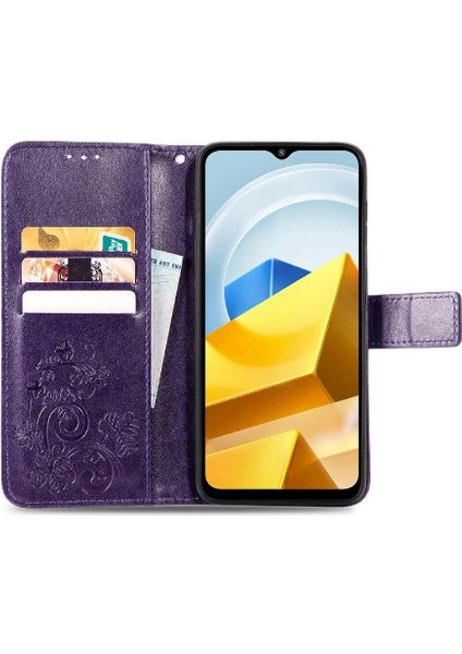 Xiaomi Poco M5 Kısa Kayış Flip Kapak Dört Yapraklı Yonca Deri (Yurt Dışından) fiyatları