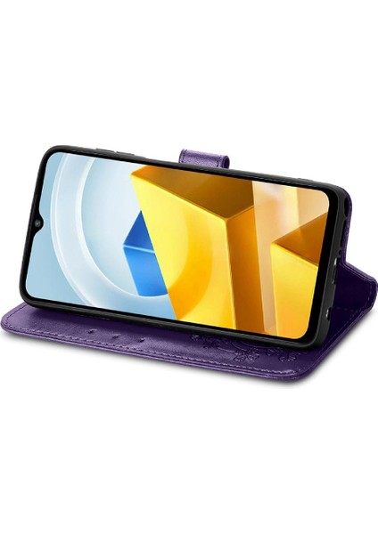 Xiaomi Poco M5 Kısa Kayış Flip Kapak Dört Yapraklı Yonca Deri (Yurt Dışından) modelleri
