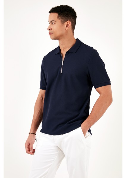 Pamuklu Regular Fit Fermuarlı Polo Yaka T Shirt Erkek Polo T Shirt 5902434 fiyatları