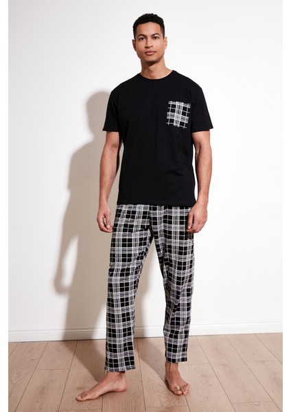 Ekoseli Pamuklu Regular Fit Kısa Kollu Pijama Takımı Erkek Pijama Takımı 6572002
