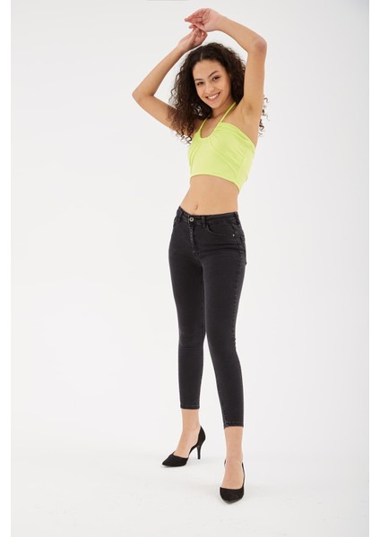 Pamuklu Skinny Fit Dar Paça Jeans Kot Pantolon 24Y0565K1 modelleri