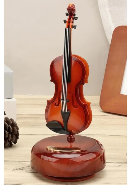 Kahverengi Hareketli Keman Müzik Kutusu