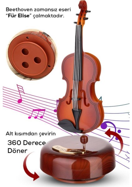 Kahverengi Hareketli Keman Müzik Kutusu fiyatları