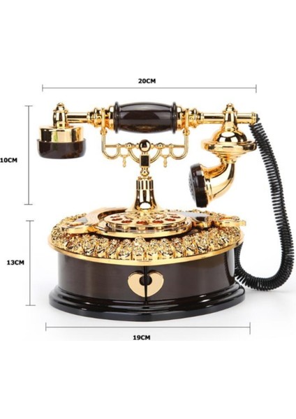 Altın Nostaljik Çekmeceli Telefon Müzik Kutusu 21X17X17 cm modelleri