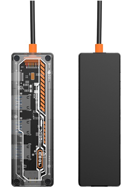 5in1 Type-C To Usb3.0 *4 + Type-C Çoğaltıcı Transparan Hub