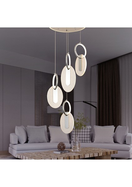 Enola 4 Lü Yuvarlak 79 Watt Ledli Modern Tasarım Oturma Odası Salon Avize