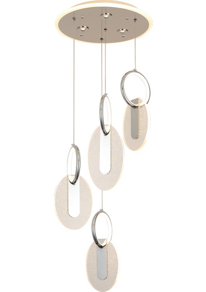 Enola 4 Lü Yuvarlak 79 Watt Ledli Modern Tasarım Oturma Odası Salon Avize