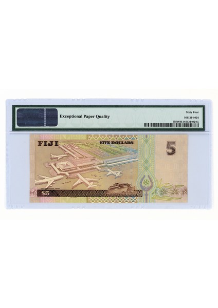 Fıjı 5 Dollars 2002 Pmg 64 Epq Sertifikalı Çil Banknot Kraliçe fiyatları