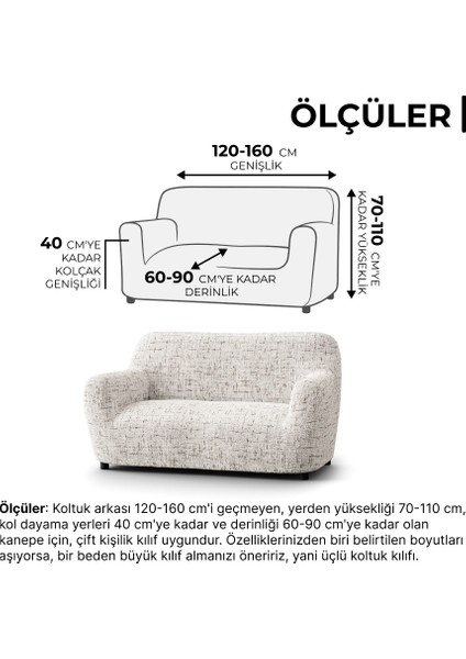 Lastikli Esnek ve Yıkanabilir 2 Kişilik Koltuk Örtüsü Çekyat Kanepe Kılıfı - Beyaz