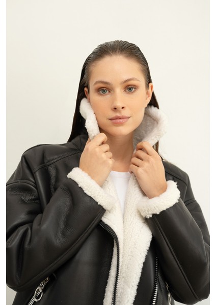 Peluş Ceket Kadın - Hakiki Koyun Kürkü Kışlık Oversize Mont Gerçek Deri Kürk Astarlı indirimleri