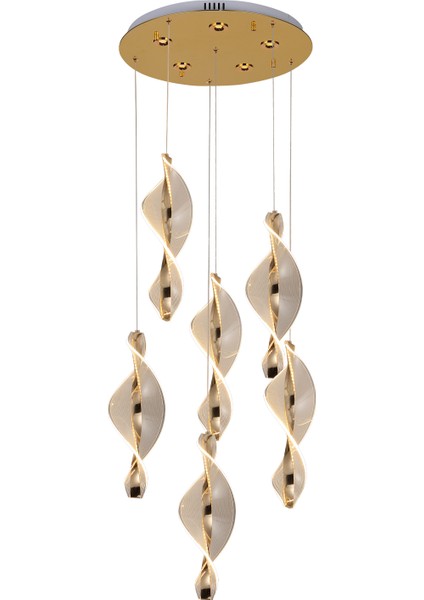 Gupse 6 Lı Yuvarlak 95 Watt Ledli Modern Tasarım Oturma Odası Salon Avize