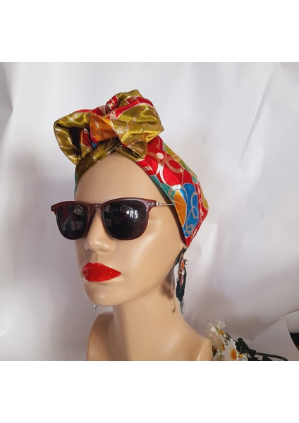 Afrika Modeli Telli Bandana Saç Aksesuarı Özel Tasarım Kumaşkadın Saç Tokası modelleri