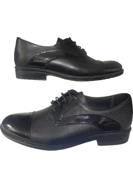 Dikyol Erkek Siyah Rugan Bağcıklı Deri Günlük Şık Ayakkabı DİKYOL2356