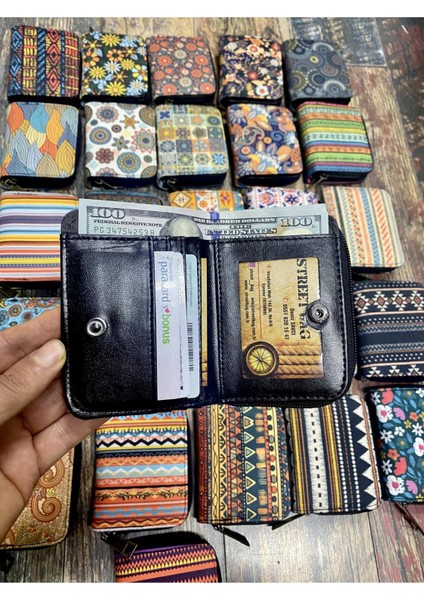 Etnik Otantik Desenli Bölmeli Kullanışlı Cüzdan fiyatları