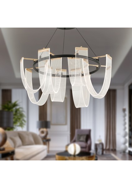 Rosalina 8 Li Yuvarlak 24 Watt Ledli Modern Tasarım Oturma Odası Salon Avize