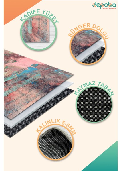 Starz Abstract Kadife Yıkanabilir Kaymaz Pamuk Tabanlı Salon Halısı indirimleri