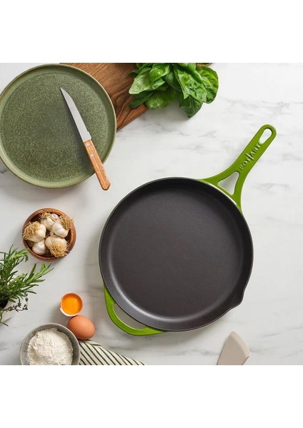 Potart 28 cm Yuvarlak Düz Döküm Tava Parlak Yeşil