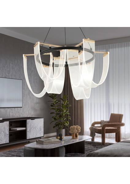 Rosalina 6 Lı Yuvarlak 44 Watt Ledli Modern Tasarım Oturma Odası Salon Avize