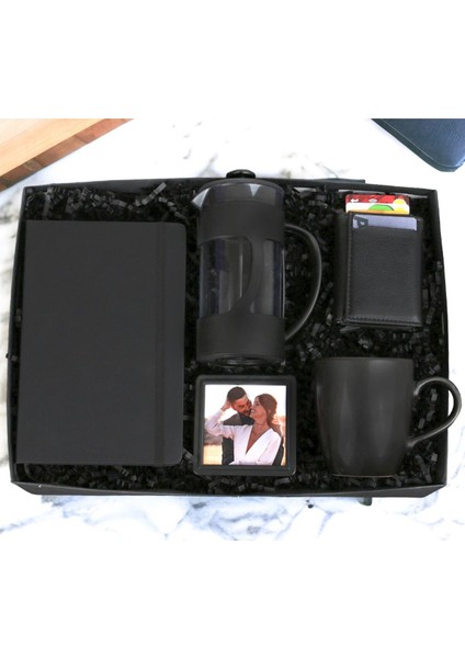 Defter Kupa Bardak Siyah French Press Çerçe Erkek Özel Mekanizmalı Cüzdan Erkek