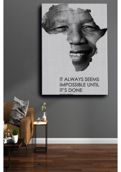 Nelson Mandela Dekoratif Kanvas Tablo, Minimalist Kanvas Tablo