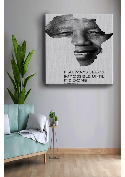 Nelson Mandela Dekoratif Kanvas Tablo, Minimalist Kanvas Tablo