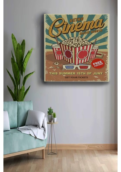 Retro Sinema Filmi Dekoratif Kanvas Tablo, Retro Kanvas Tablo