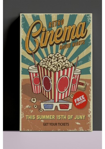 Retro Sinema Filmi Dekoratif Kanvas Tablo, Retro Kanvas Tablo