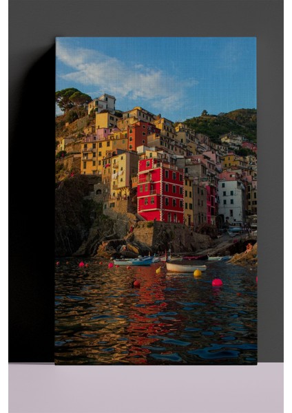 Italya, Cinque Terre, Balıkçı Köyü Dekoratif Kanvas Tablo, Modern Kanvas Tablo